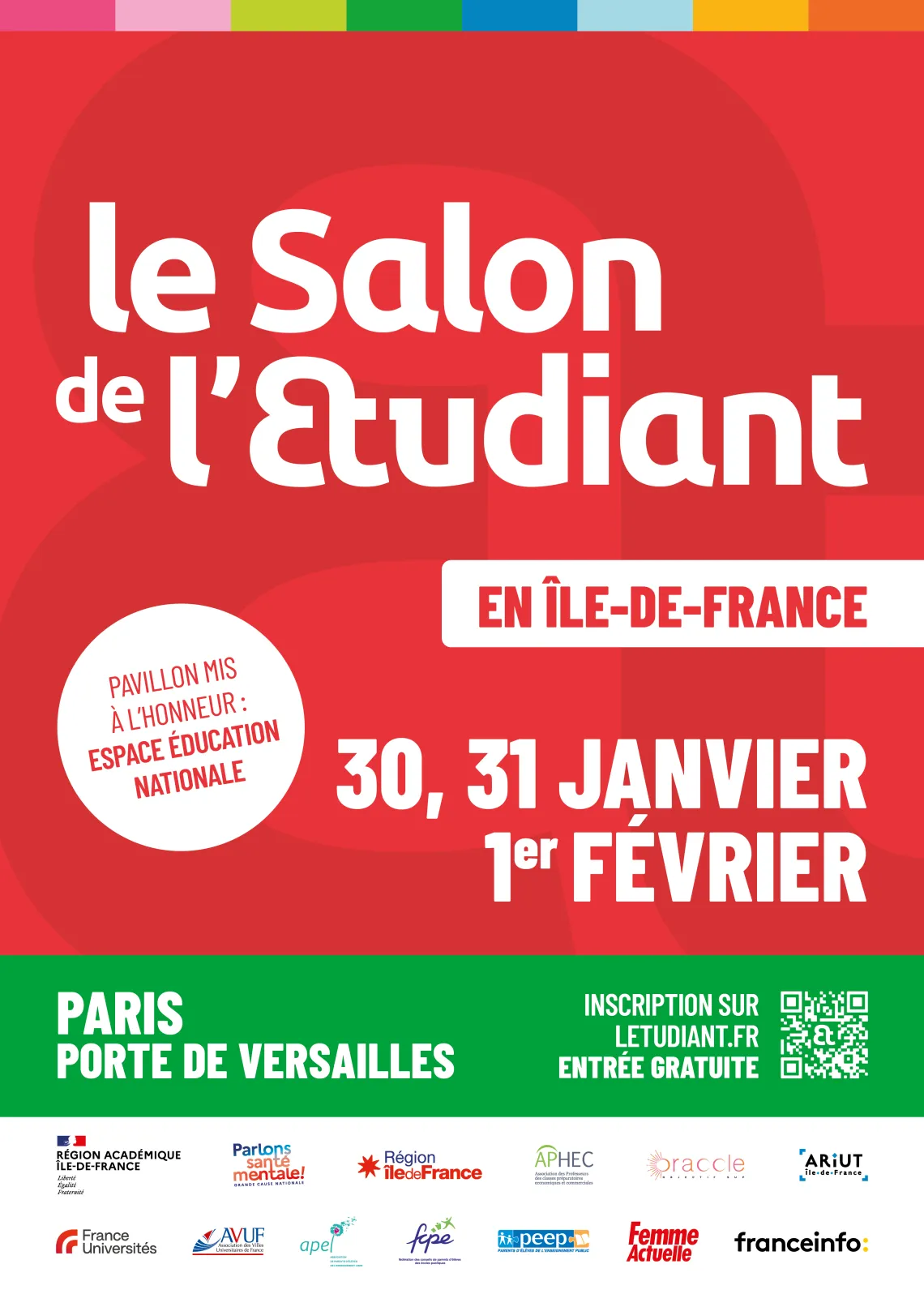 Salon de l'étudiant en IDF du 30 janvier au premier février 